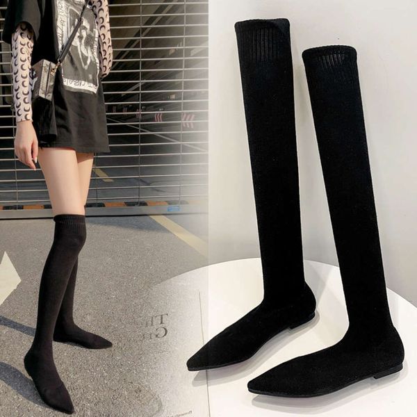 Nouveau style chaussettes polyvalentes bottes talon épais