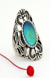 Nuevo estilo Cambio de color vintage anillo de emoción fina sensación de estado de ánimo plateado anillos de piedra9481289