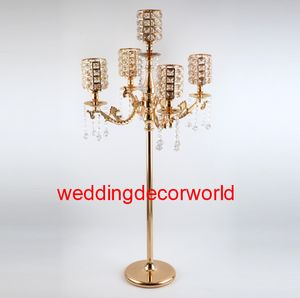 Nieuwe stijl bruiloft decoratie tafel centerpieces 5 armen tall gouden candelabra decor 733