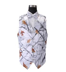 nieuwe stijl witte jacht bruidegom vesten bemoste eiken camo smoking vest met stropdas heren camo bruiloft vesten camouflage jachtvesten4379027