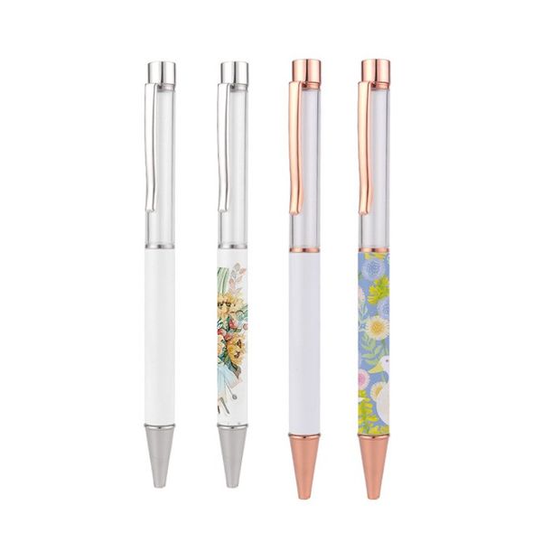 Nouveau Style En Gros Sublimation Blanc Tige Stylo À Bille Transfert De Chaleur Thermique Publicité Stylo Bullet Tête Unique Cadeaux pour Étudiants Travailleur Appuyant Sur Le Stylo A0073