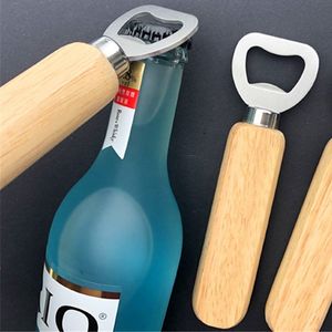 Nieuwe stijl houten handvat bieropeners handheld barman flesopener bruiloft cadeau roestvrij stalen bierflesopener DBC BH3705