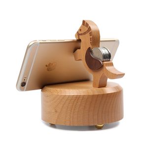 New style Wooden horse Speaker Mini Wireless Speaker bluetooth Animal Music Player Wooden Caixa De Som Phone Holder Pad Stand phone Bracket