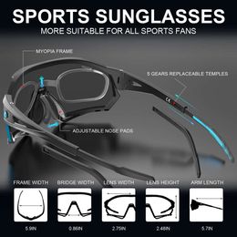 Nouveau style X-Tiger Nouveaux lunettes de cyclisme VTT Lunettes de protection pour vélo Course à pied Pêche Sports Hommes Femmes 5 lentilles Lunettes de soleil polarisées pour vélo Marque célèbre