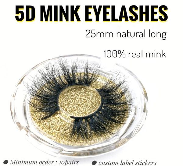 Nouveaux styles 25mm 5D cils de vison étiquette personnalisée faire des logos maquillage des yeux 3D faux cils faux cils extension outil de beauté Drop Shipp1798435