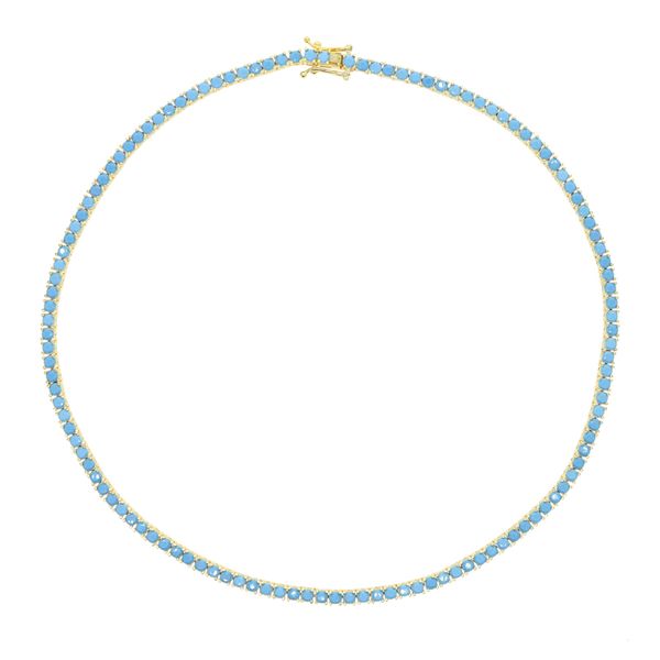 Nouveaux styles Collier de chaîne de tennis en pierre verte 3 mm Collier de tennis pavé Turquoises Fashion Punk Styles Women Girl Hip Hop Jewelry Gift