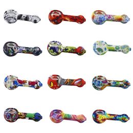 nouveaux styles belles Pipes à fumer Pipe à main en verre Pipe en silicone colorée pour Pipes à fumer Bongs Tabac pour pipe en verre Livraison gratuite