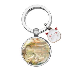 Nouveaux styles fleur mignon dessin animé pendentif bricolage Time Gemstone Gemstone en acier inoxydable Keychain Pendant Gift