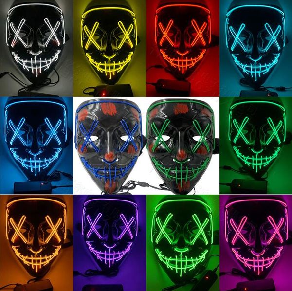 Nouveaux styles Halloween LED Light Up Mask Beaucoup d'options Party Cosplay Masques L'année électorale de la purge Funny Glow In Dark Masques d'horreur DHL