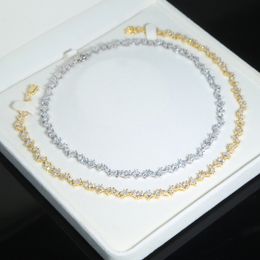 Nuevos estilos Multi forma blanco Cz collar plateado oro plata para mujer señora fiesta compromiso boda gargantilla collares joyería Drop Ship