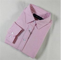 Nieuwe stijlen dames shirts blouse stevige kleur vrouwen kleine paarden borduurwerk dames klassieke mode t-shirt knop revers slank shirt