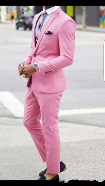 Nouveau design élégant marié Tuxedos un bouton rose Peak revers garçons d'honneur meilleur homme costume hommes costumes de mariage (veste + pantalon + cravate) 4201