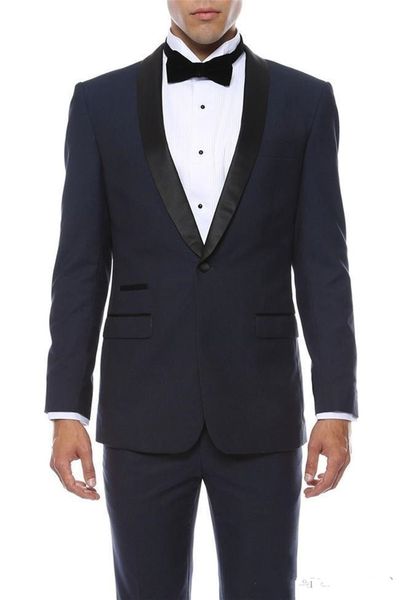 Nouveau design élégant smokings marié un bouton bleu marine châle revers garçons d'honneur meilleur costume homme costumes de mariage pour hommes (veste + pantalon + cravate) 791