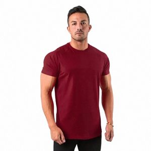 Nouveaux Tops unis élégants Fitn Mens T-shirt à manches courtes Muscle Joggers Bodybuilding Tshirt Homme Gym Vêtements Slim Fit Tee Shirt c3Qv #