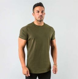 Nouveau élégant plaine hauts Fitness hommes t-shirt à manches courtes Muscle Joggers musculation t-shirt mâle vêtements de sport Slim Fit t-shirt 1668