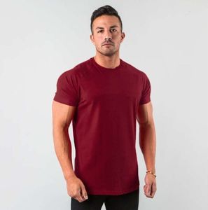 Nuevo estilo liso Tops Fitness camiseta para hombre de manga corta Muscle Joggers Bodybuilding camiseta masculina ropa de gimnasio Slim Fit Tee moda 454
