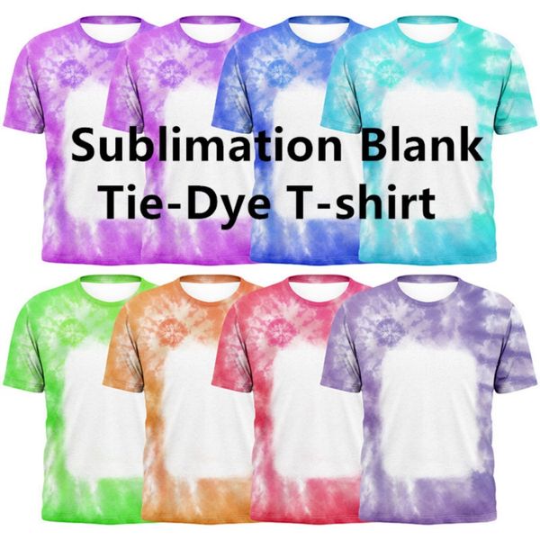 Nouvelle sublimation blanc o cou tir-dye dye court sleevet-shirt tops en polyester en été pour les hommes de logo personnalisés femmes fs8947 0528