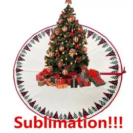 Nueva sublimación árbol de Navidad faldas decoraciones espacios en blanco prensa de calor DIY impresión rojo Navidad Lino árboles ornamento