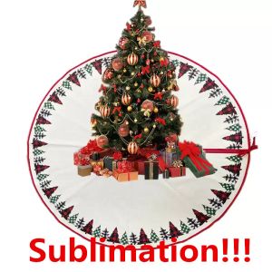 Nouvelle Sublimation Jupes d'arbre de Noël Décorations Blancs Presse à chaud DIY Impression ROUGE Arbres de lin de Noël Ornement RRE15030