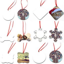 Nouvelle Sublimation MDF Ronde Neige Décorations Vierges Arbre De Noël Décoration Pendentif Transfert De Chaleur Impression En Bois DIY Motif 0710