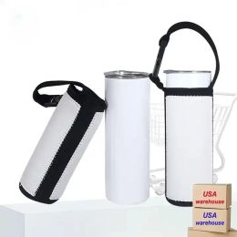 NIEUW Sublimatie wit Blanco 20oz Tumbler Tote Duikdoek Neopreen flessenmouwen met verstelbare riem Drinkware Handvat Waterbekers Carrier Sleeve Covers FY5526