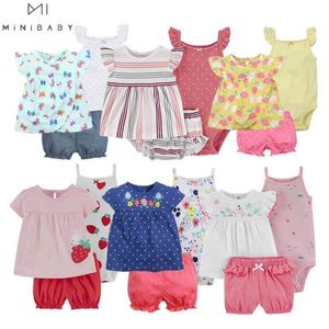 Nuevo verano 2021 ropa de niña princesa 3 piezas conjuntos de ropa para niñas pequeñas, traje de 6M -24M accesorios para bebés disfraces para bebés 210315