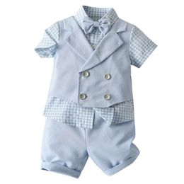 Nieuwe Zomer Baby Boys Suits Baby Outfits Baby Boy Clothes Pasgeboren Outfits Gentleman Infant Suits Shirt Skor SHIRT + Shorts 2pcs / Set