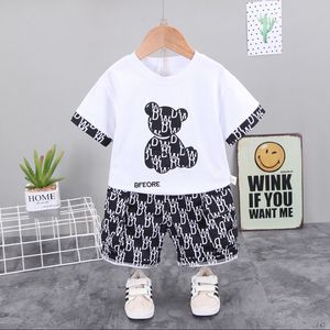 New Summer Baby Girl Clothes Suit Boys Cotton Cartoon Bear T-Shirt+Shorts 2Pcs/Set Toddler Casual Costume Kids Tracksuits