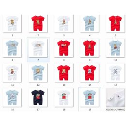 Nouveau été bébé filles barboteuses conception enfants 20 styles mode col rond manches courtes combinaisons infantile filles coton 0-24M barboteuse garçon vêtements B4011