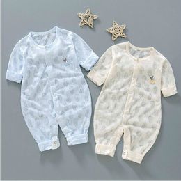 Nouveau été bébé filles barboteuses enfants mode col rond manches courtes combinaisons infantile filles coton garçon vêtements