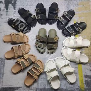 Nuevo verano playa zapatillas de corcho sandalias doble hebilla zuecos sandalias mujeres hombres resbalón en chanclas pisos zapatos casuales diseñador de moda entrenadores tamaño 35-45