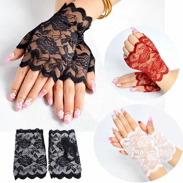 NOUVEAU Summer Best Sale Sailor Dance Long Fingerless Womens Sexy Dentelle Gants Dames Demi Doigt Résille Gants Chauffant Maille Mitaine Y0827