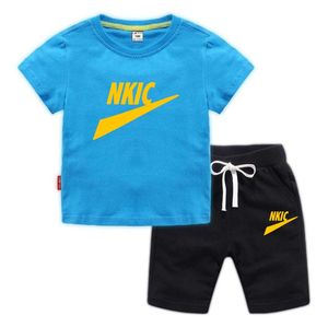 Nieuwe zomerjongens tracksuit peuter klerenmerk print t shirts shorts set kleding voor babykinderen dragen kinderen1-13 jaar outfits