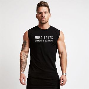 Nieuwe Zomer Merk Kleding Bodybuilding Stringer Tank Top Mannen Fitness Mens Singlets Gym Sleeveless Shirt Katoen Muscle Vest 210421