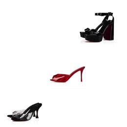 Nouvelle marque d'été femme designer sandales de luxe rouge talon haut Me Dolly strass Movida Sabina chaussures Degramule Strass cuir verni bout ouvert Mules glisser pantoufle Slip On