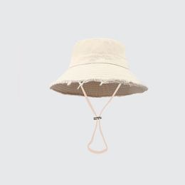 Nuevo Summer Casquette Bob Boba ancha Sombrero de cubo de diseñador para mujeres Capas de mezcla deshilachada Diseñador de pescadores de moda