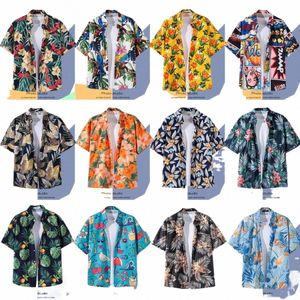 Nouveau Summer Casual Chemise à manches courtes coréenne Versi Fiable hommes et femmes col lâche hawaïen bord de mer FR chemise D7lQ #