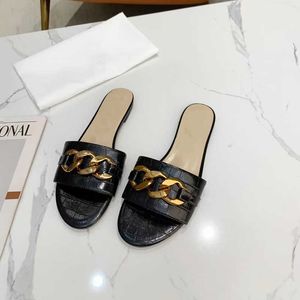 Nieuwe zomerketen Slide Dames Designer Sandalen Krokodillenleer Flats slippers slippers slippers sexy casual schoenen beste kwaliteit doos 270