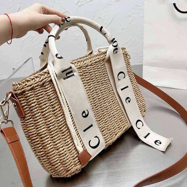 NUEVO Summer Cle Straw Shopping Bags Tote Bag Mujeres Bolsos de hombro Luxirys Designers Handbag Vacstion Designer Bag Mujer Crossbody Bolsos Woven Basket Purse 220324