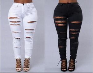 Nouveau style club d'été femmes mode jeans déchiré trous filles pantalons tissu extensible mince vintage jean petit ami pour femme2695091