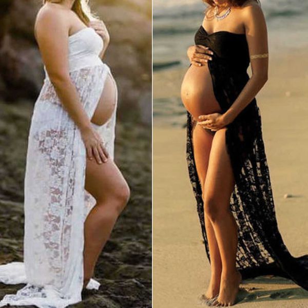 Nueva pareja de verano Fotografía de maternidad Props Maxi Vestido de maternidad Vestido floral Fancy Shooting Photo Pregnants Vestidos Plus Tamaño X0705