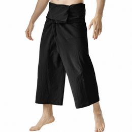 Nouvel Été Quotidien Thai Fisherman Pantalons en lin Hommes Femmes Loose Yoga Pirate Harem Pantalon Baggy Hosen Homewear Pantalon à séchage rapide z9WQ #