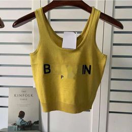 Nieuwe zomerontwerper Tops breien Vest tanktop vrouwen luxe letter u-hals korte camis croptop kleding