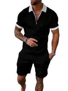 Nieuwe Summer Fashion Men Polo Shirt Set 2-delige pak Streetwear Tweedelig shorts Tracksuits Men Sets modieuze casual 2-delige shorts set voor mannen