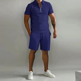 Nieuwe zomerse mode Men Polo Shirt Set 2 -delige pak Jogging Sportswear Gym Tracksuit en kort 2 -delige shorts track suite Men T -shirt Set Zomer Sweat Shorts Set voor mannen