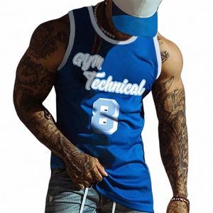 NOUVEAU TANT SPORTS SPORTS SUMPRESS MEN'S GYM MENDE RACKET SCH SHURTHY ALPHABET PRINT PRINT SHOPT TE-shirt Outdoor Basketball Vest R3et #