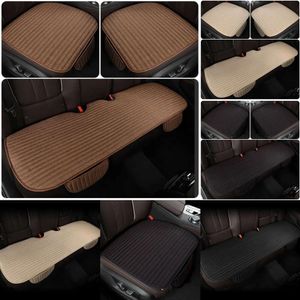 NIEUWE ZOM VLAX AUTO COVER VIER SEIZOENEN VOOR ACHTER ACHTER LINEN CUSHION Ademende stoelbeschermer Mat Pad voor Auto Interior Accessoires