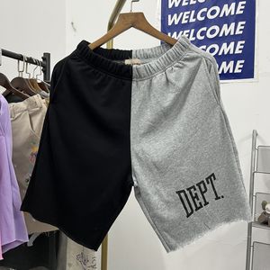 Nieuwe zomer grijze vintage gewassen shorts heren dames topkwaliteit katoenen shorts met trekkoordprint