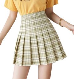 Nouvel été taille haute femmes Plaid Preppy Style uniformes scolaires Harajuku mode jupe de danse plissée XSXXL Y2007047381910