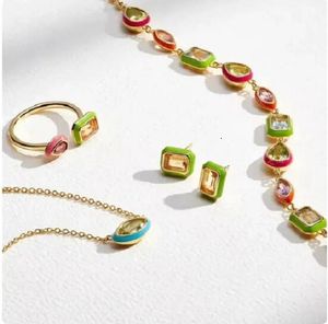 Nieuwe zomer hete sellilng dames meisje regenboog sieraden neon kleurrijke email geometrische cz kralenvormige choker ketting